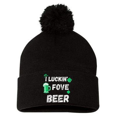 I Luckin Fove Beer St Patricks Day Likes To Drink Pom Pom 12in Knit Beanie