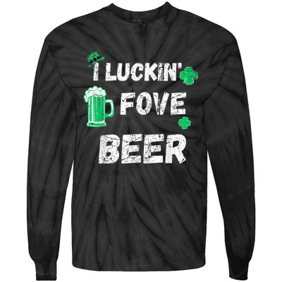 I Luckin Fove Beer St Patricks Day Likes To Drink Tie-Dye Long Sleeve Shirt