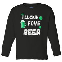 I Luckin Fove Beer St Patricks Day Likes To Drink Toddler Long Sleeve Shirt