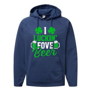 I Luckin Fove Beer St Patricks Day Likes To Drink Performance Fleece Hoodie