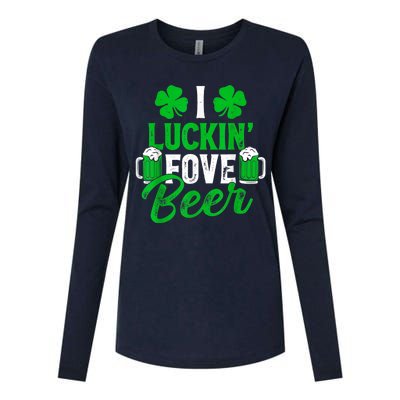 I Luckin Fove Beer St Patricks Day Likes To Drink Womens Cotton Relaxed Long Sleeve T-Shirt