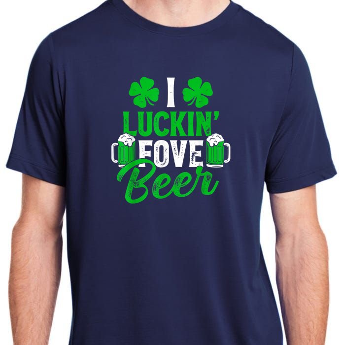 I Luckin Fove Beer St Patricks Day Likes To Drink Adult ChromaSoft Performance T-Shirt