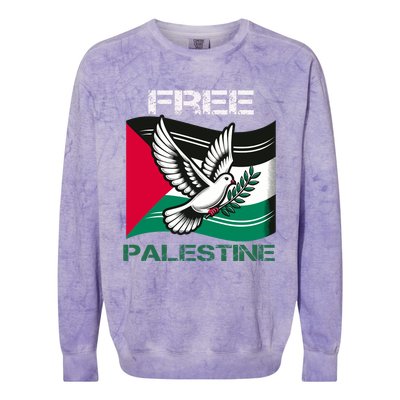 I Love Free Palestine Flag Save Gaza Strip Palestinian Colorblast Crewneck Sweatshirt