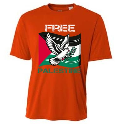 I Love Free Palestine Flag Save Gaza Strip Palestinian Cooling Performance Crew T-Shirt