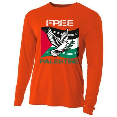 I Love Free Palestine Flag Save Gaza Strip Palestinian Cooling Performance Long Sleeve Crew