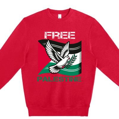 I Love Free Palestine Flag Save Gaza Strip Palestinian Premium Crewneck Sweatshirt