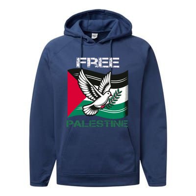 I Love Free Palestine Flag Save Gaza Strip Palestinian Performance Fleece Hoodie