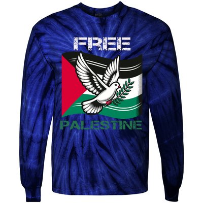 I Love Free Palestine Flag Save Gaza Strip Palestinian Tie-Dye Long Sleeve Shirt