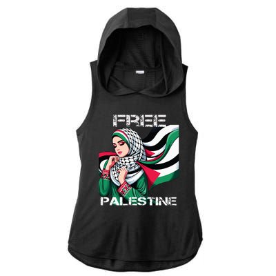 I Love Free Palestine Flag Save Gaza Strip Palestinian Ladies PosiCharge Tri-Blend Wicking Draft Hoodie Tank