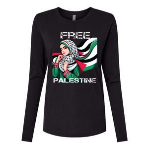 I Love Free Palestine Flag Save Gaza Strip Palestinian Womens Cotton Relaxed Long Sleeve T-Shirt