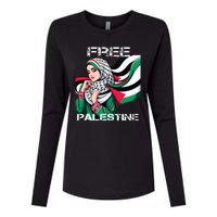 I Love Free Palestine Flag Save Gaza Strip Palestinian Womens Cotton Relaxed Long Sleeve T-Shirt