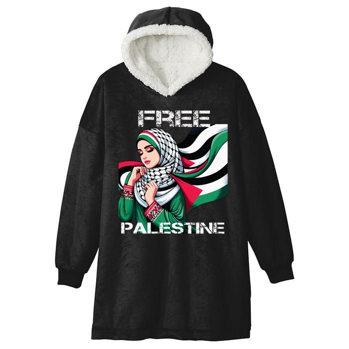 I Love Free Palestine Flag Save Gaza Strip Palestinian Hooded Wearable Blanket