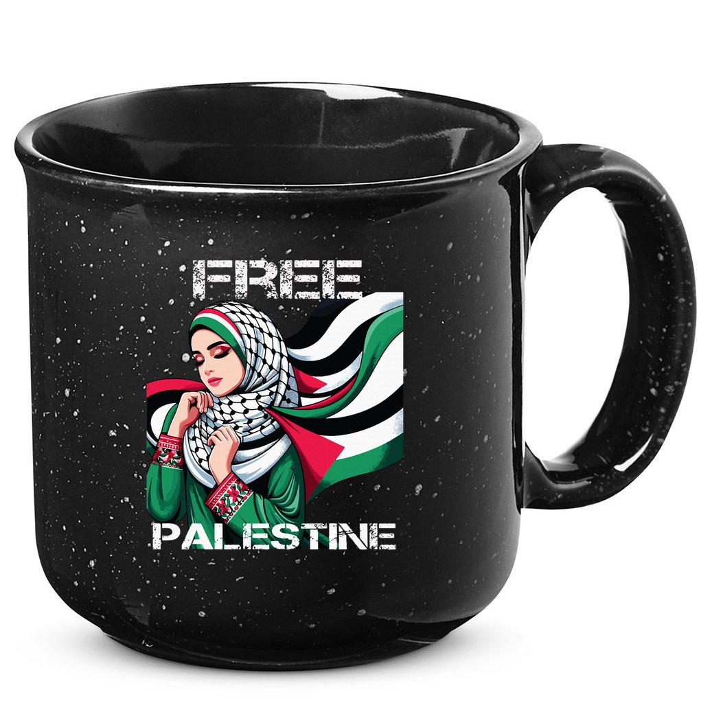 I Love Free Palestine Flag Save Gaza Strip Palestinian 15oz Campfire Ceramic Mug