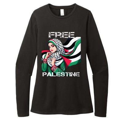 I Love Free Palestine Flag Save Gaza Strip Palestinian Womens CVC Long Sleeve Shirt