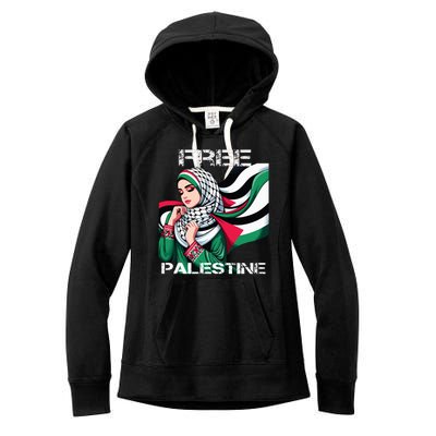 I Love Free Palestine Flag Save Gaza Strip Palestinian Women's Fleece Hoodie