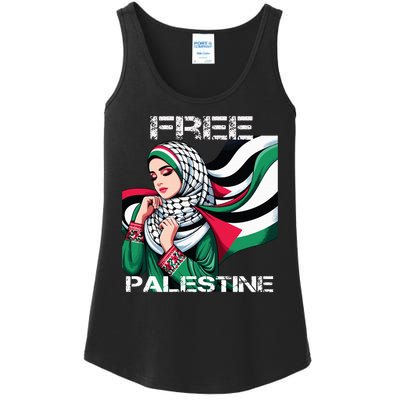 I Love Free Palestine Flag Save Gaza Strip Palestinian Ladies Essential Tank