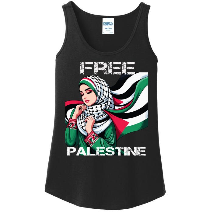 I Love Free Palestine Flag Save Gaza Strip Palestinian Ladies Essential Tank