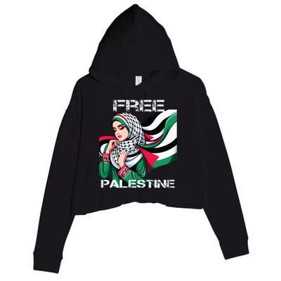 I Love Free Palestine Flag Save Gaza Strip Palestinian Crop Fleece Hoodie