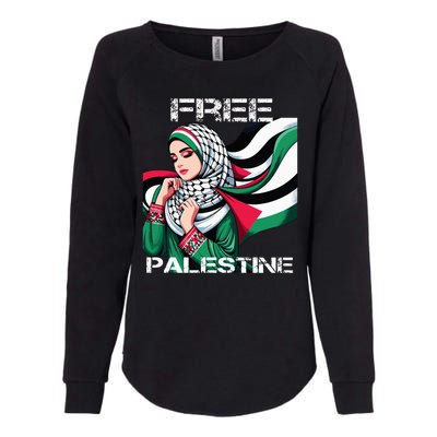 I Love Free Palestine Flag Save Gaza Strip Palestinian Womens California Wash Sweatshirt