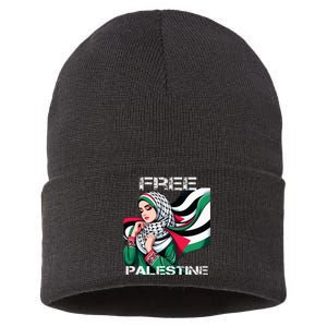 I Love Free Palestine Flag Save Gaza Strip Palestinian Sustainable Knit Beanie