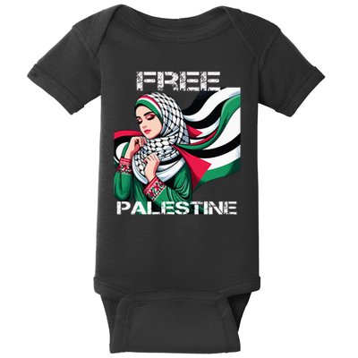 I Love Free Palestine Flag Save Gaza Strip Palestinian Baby Bodysuit