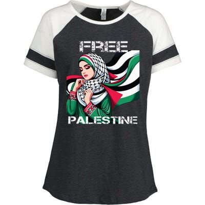 I Love Free Palestine Flag Save Gaza Strip Palestinian Enza Ladies Jersey Colorblock Tee