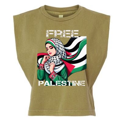 I Love Free Palestine Flag Save Gaza Strip Palestinian Garment-Dyed Women's Muscle Tee