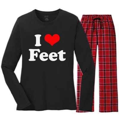 I Love Feet I Heart Feet Women's Long Sleeve Flannel Pajama Set 