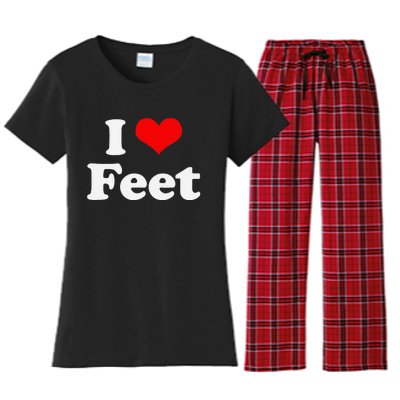 I Love Feet I Heart Feet Women's Flannel Pajama Set