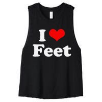 I Love Feet I Heart Feet Women's Racerback Cropped Tank