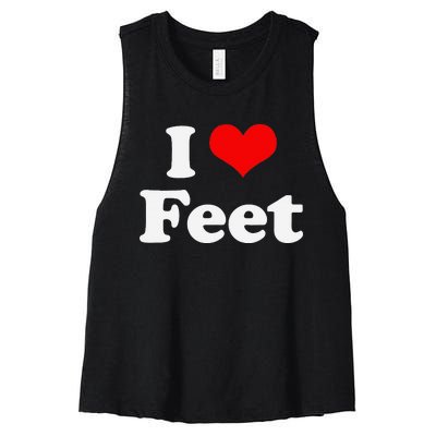 I Love Feet I Heart Feet Women's Racerback Cropped Tank