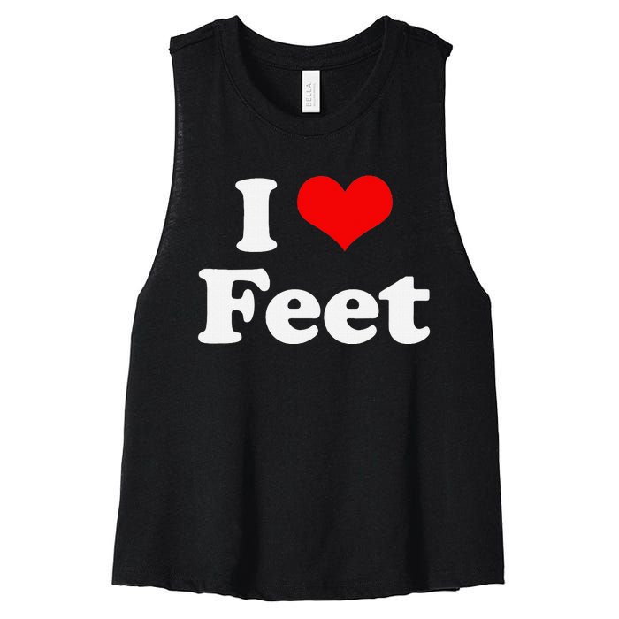 I Love Feet I Heart Feet Women's Racerback Cropped Tank