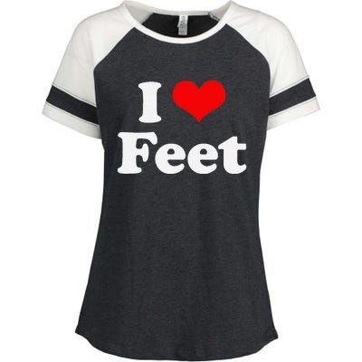 I Love Feet I Heart Feet Enza Ladies Jersey Colorblock Tee