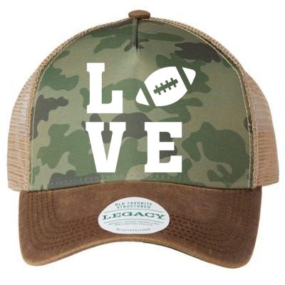 I Love Football Gift Football Lover Ball Silhouette Image Gift Legacy Tie Dye Trucker Hat