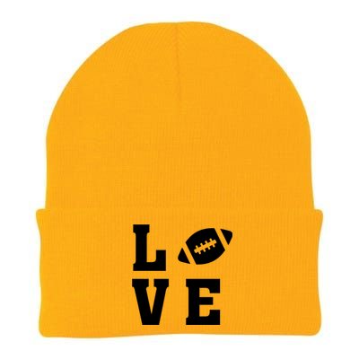 I Love Football Gift Football Lover Ball Silhouette Image Gift Knit Cap Winter Beanie