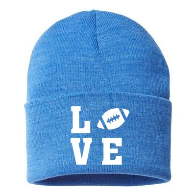 I Love Football Gift Football Lover Ball Silhouette Image Gift Sustainable Knit Beanie