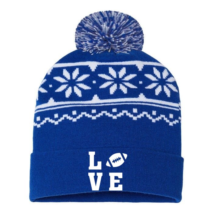 I Love Football Gift Football Lover Ball Silhouette Image Gift USA-Made Snowflake Beanie