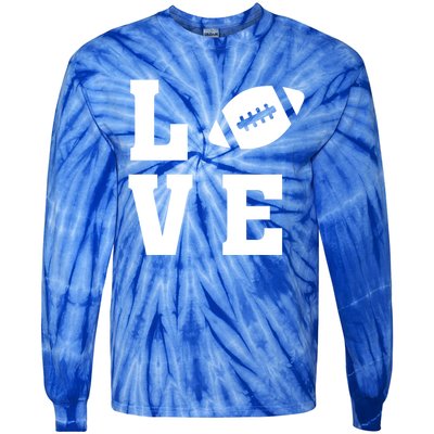 I Love Football Gift Football Lover Ball Silhouette Image Gift Tie-Dye Long Sleeve Shirt