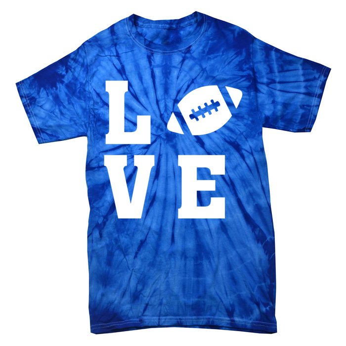 I Love Football Gift Football Lover Ball Silhouette Image Gift Tie-Dye T-Shirt