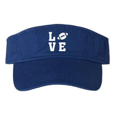 I Love Football Gift Football Lover Ball Silhouette Image Gift Valucap Bio-Washed Visor