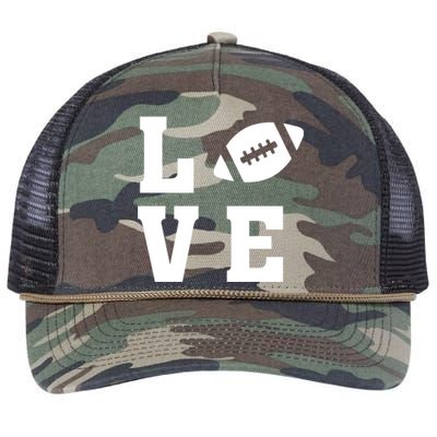 I Love Football Gift Football Lover Ball Silhouette Image Gift Retro Rope Trucker Hat Cap