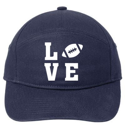 I Love Football Gift Football Lover Ball Silhouette Image Gift 7-Panel Snapback Hat