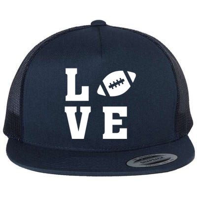 I Love Football Gift Football Lover Ball Silhouette Image Gift Flat Bill Trucker Hat