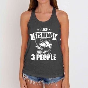 I like fishing and maybe three people Women's Knotted Racerback Tank