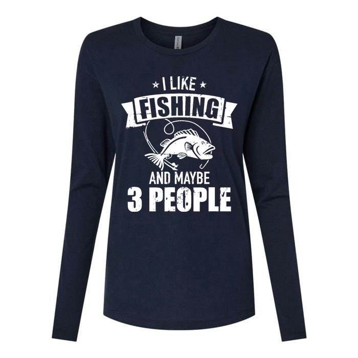 I like fishing and maybe three people Womens Cotton Relaxed Long Sleeve T-Shirt