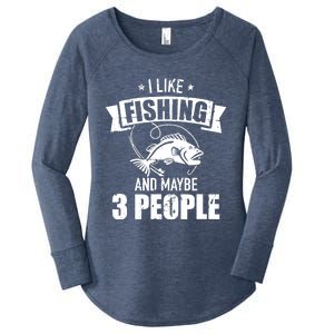 I like fishing and maybe three people Women's Perfect Tri Tunic Long Sleeve Shirt