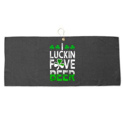 I Luckin Fove Beer St Patricks Day Likes To Drink Large Microfiber Waffle Golf Towel