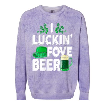 I Luckin Fove Beer St Patricks Day Likes To Drink Colorblast Crewneck Sweatshirt