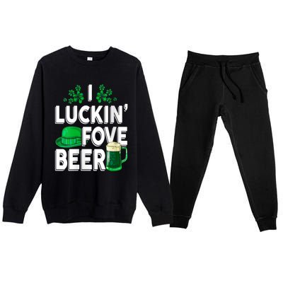 I Luckin Fove Beer St Patricks Day Likes To Drink Premium Crewneck Sweatsuit Set