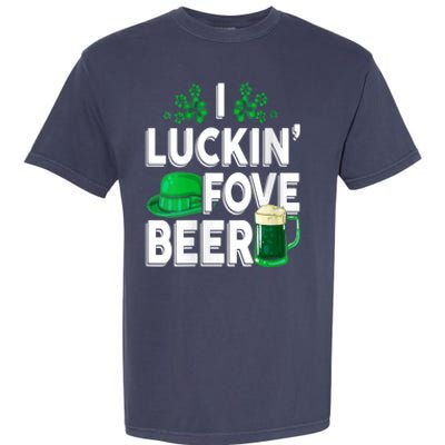 I Luckin Fove Beer St Patricks Day Likes To Drink Garment-Dyed Heavyweight T-Shirt